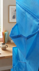 Sky Blue 4 Pocket Hanging Wall Organizer For Closet Storage