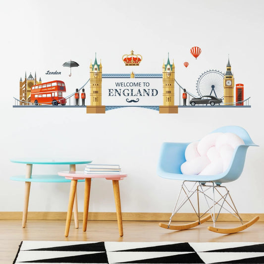 London England Cityscape Landmarks Removable Vinyl Wall Sticker Decal Mural Art
