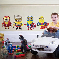 Cartoon Minion Superhero Removable Vinyl Wall Decal Sticker Sheet