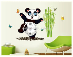Cute Panda Bamboo Animal Wall Clock Vinyl Sticker Decal Art