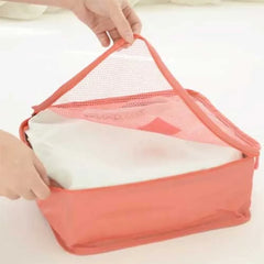 Set of 3 Pink Mesh Travel Packing Organizer Bags for Luggage