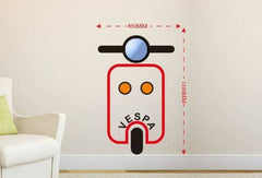 Classic Vespa Scooter Front View Wall Sticker Clock With LED Light