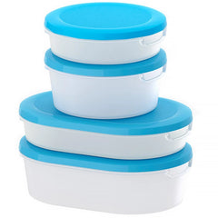IKEA Stackable Plastic Food Storage Containers Set of 4 With Blue Lids