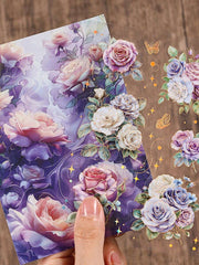 Purple Rose Flower Stickers Set for Scrapbooking and Crafts