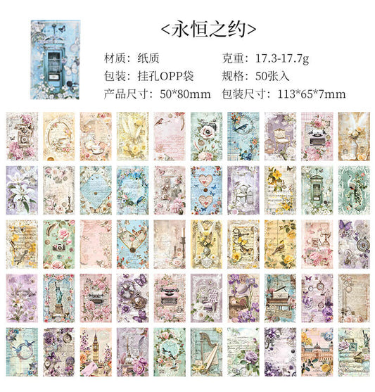 50pcs Pretty Scrapbook Paper Pack for DIY, Journal, Craft Decor