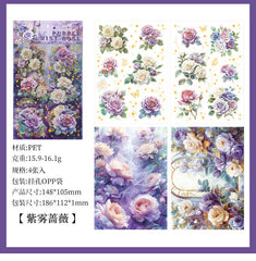 Purple Rose Flower Stickers Set for Scrapbooking and Crafts