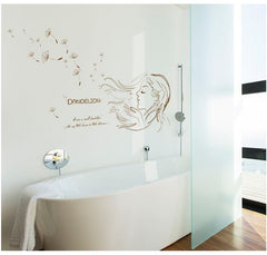 Botanical Woman Face Dandelion Removable Vinyl Wall Sticker Decal