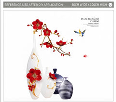 Wall Stickers Floral Vase Peel and Stick Home Wall Decor