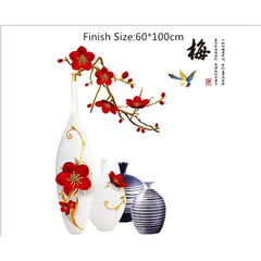 Wall Stickers Floral Vase Peel and Stick Home Wall Decor