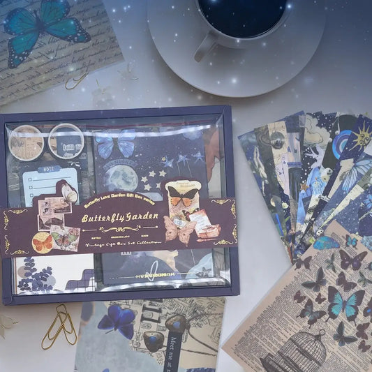 Butterfly & Mushroom Scrapbook Gift Kit – Notebook, Stickers, Papers, Washi