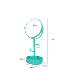 Tree Shaped Jewelry Stand Organizer With Rotating Makeup Mirro