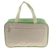 Green and Beige Dual-Tone Travel Cosmetic Pouch with Top Handles