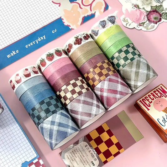 Decorative Washi Tape Rolls – Floral, Plaid, Cute Pattern Designs