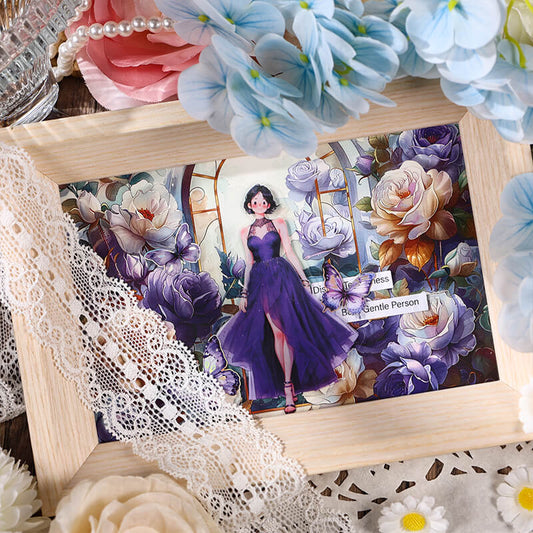 Purple Rose Flower Stickers Set for Scrapbooking and Crafts