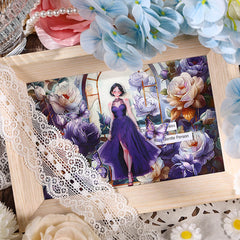 Purple Rose Flower Stickers Set for Scrapbooking and Crafts