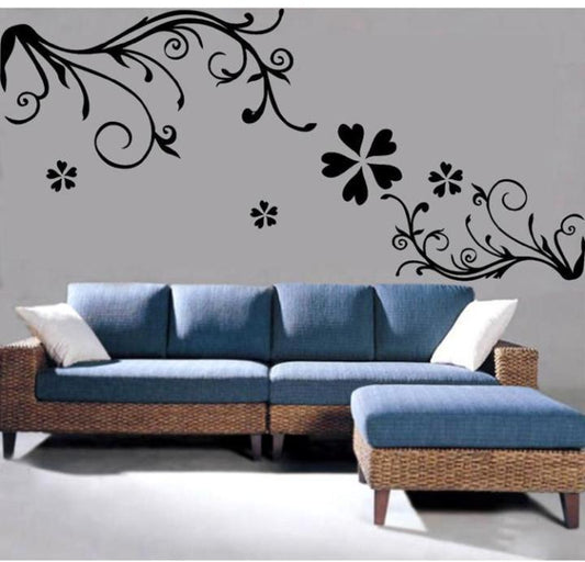 Black Floral Vine Swirl Wall Sticker Peel And Stick