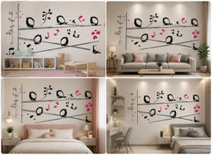 Cute Birds on Branches Vinyl Removable Wall Sticker Decal Art