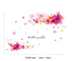 Pink Floral & Butterfly Wall Sticker – Romantic Wall Decor