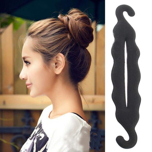 Flexible Black Plastic Hair Braiding And Bun Styling Tool