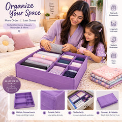 Foldable Fabric Closet Organizer Box With Multi-Grid Storage Compartments