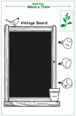 Vintage Board Picture Frame and Nature Wall Sticker Decal Set