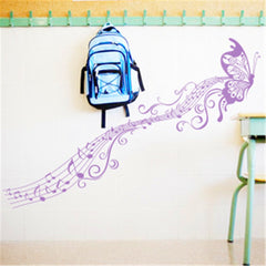 Purple Butterfly with Musical Notes Wall Sticker Decal