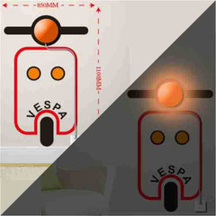 Classic Vespa Scooter Front View Wall Sticker Clock With LED Light