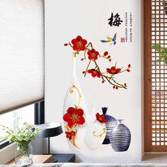 Wall Stickers Floral Vase Peel and Stick Home Wall Decor