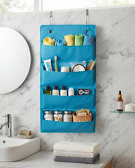 Sky Blue 4 Pocket Hanging Wall Organizer For Closet Storage