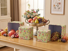 Vintage Floral Square Metal Storage Tin Canister with Matching Lid