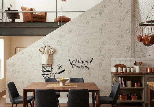 Happy Cooking Chef Character Wall Sticker Clock With LED Light