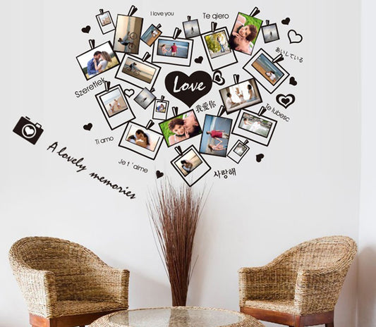 Heart-Shaped Photo Frames and Memories Wall Decal
