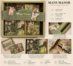Mans Manor Green Botanical Aesthetic Scrapbook Kit And Stationery Set