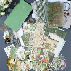 Green Aesthetic Scrapbooking Kit – Stickers, Papers & Tags Set