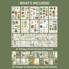 Poems in the Forest – Vintage Botanical Scrapbook Paper Set