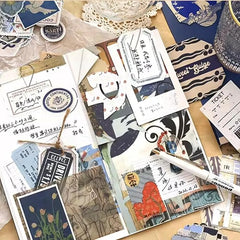 Blue Aesthetic Scrapbooking Kit – Stickers, Papers & Tags Set