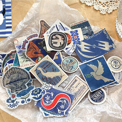 Blue Aesthetic Scrapbooking Kit – Stickers, Papers & Tags Set