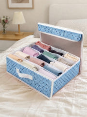 Foldable Blue Multi Grid Women Personal Stuffs Organizer Storage Case