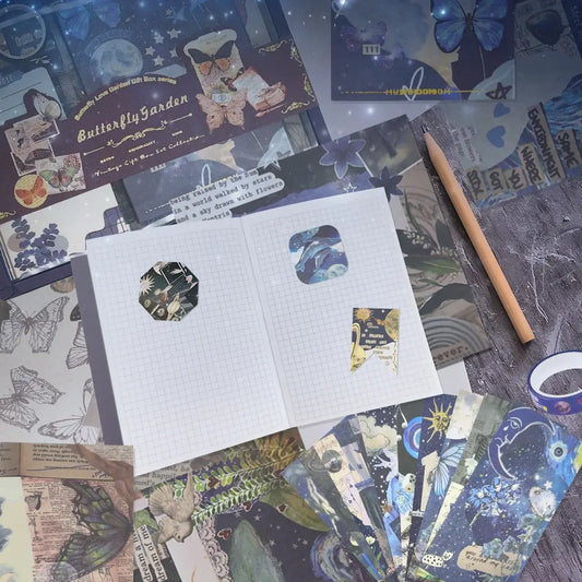 Butterfly & Mushroom Scrapbook Gift Kit – Notebook, Stickers, Papers, Washi