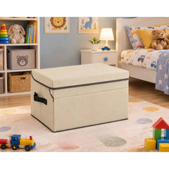 Foldable Fabric Storage Box With Lid And Front Opening Window