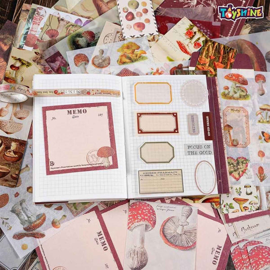 Mushroom Scrapbooking Gift Kit – Stickers, Papers, Washi Tape & Memo Pads