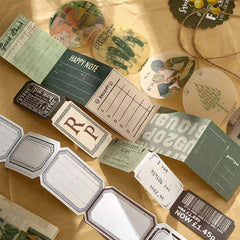 Green Aesthetic Scrapbooking Kit – Stickers, Papers & Tags Set
