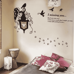 Inspirational Birds Flying Over Vintage Street Lamp Wall Decal Art