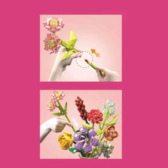 Botanical Flower Building Blocks Set with Vase Exquisite Gift Packaging