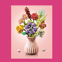 Botanical Flower Building Blocks Set with Vase Exquisite Gift Packaging