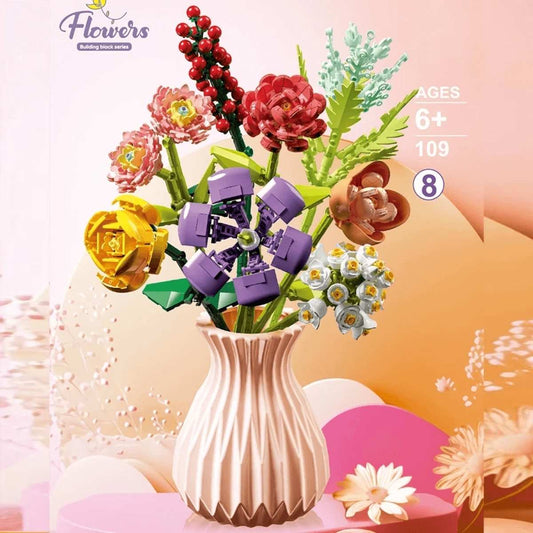 Flower Bouquet Building Block Set – Colorful DIY Brick Flower Arrangement
