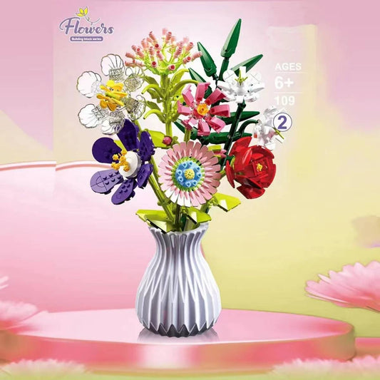 Kids Flower Puzzle Toy – Build Colorful Bouquet with Vase