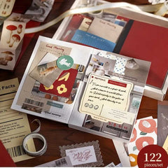 DIY Scrapbook Gift Set – 122 PCS Journaling Stickers & Tape