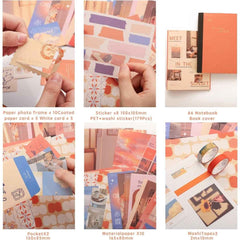 Sunset Scrapbook Gift Set with Journal, Stickers & Washi Tapes