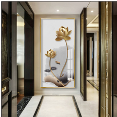 Golden Lotus Flowers and Lily Pads Wall Sticker Decor